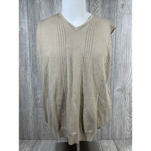 Ping Collection 100% Cotton Tan Golfing Sleeveless Vest Dad Son Gift Mens SZ L